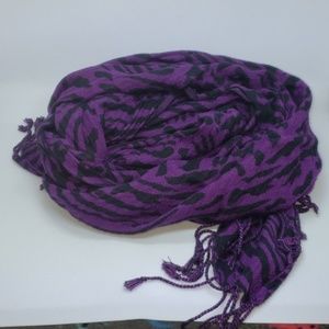 Purple and Black Zebra Patterned Rayon Scarf